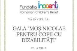 Fundația INOCENȚI organizează miercuri, 5 decembrie, o gală caritabilă pentru copii cu dizabilități
