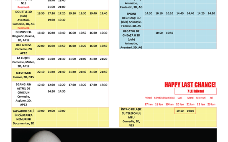 Programul filmelor la Happy Cinema în perioada 17 – 23 ianuarie