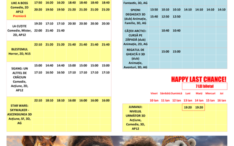 Programul filmelor la Happy Cinema în perioada 10 – 16 ianuarie